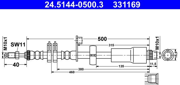 ATE 24.5144-0500.3 - Flessibile del freno autozon.pro