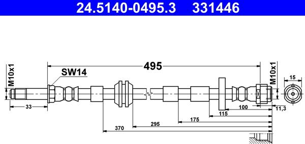 ATE 24.5140-0495.3 - Flessibile del freno autozon.pro