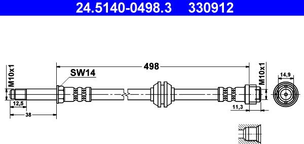 ATE 24.5140-0498.3 - Flessibile del freno autozon.pro