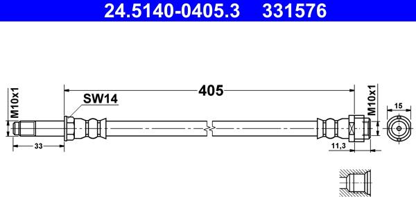 ATE 24.5140-0405.3 - Flessibile del freno autozon.pro