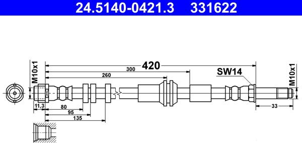 ATE 24.5140-0421.3 - Flessibile del freno autozon.pro