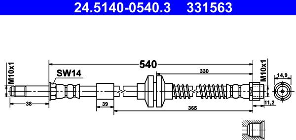 ATE 24.5140-0540.3 - Flessibile del freno autozon.pro