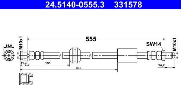 ATE 24.5140-0555.3 - Flessibile del freno autozon.pro