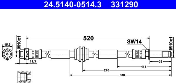 ATE 24.5140-0514.3 - Flessibile del freno autozon.pro