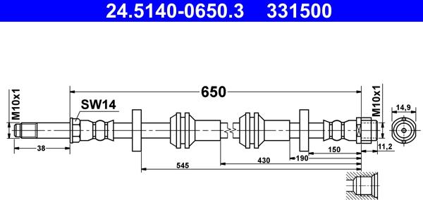 ATE 24.5140-0650.3 - Flessibile del freno autozon.pro