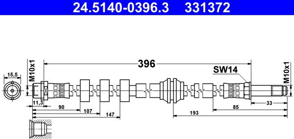 ATE 24.5140-0396.3 - Flessibile del freno autozon.pro