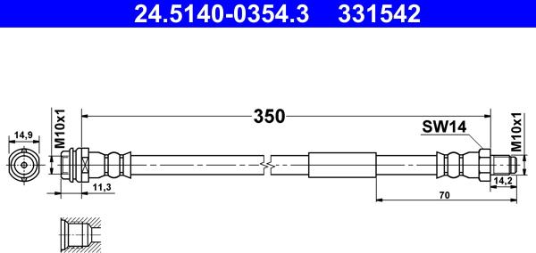 ATE 24.5140-0354.3 - Flessibile del freno autozon.pro