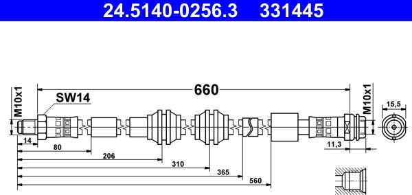 ATE 24.5140-0256.3 - Flessibile del freno autozon.pro