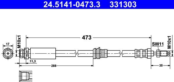 ATE 24.5141-0473.3 - Flessibile del freno autozon.pro