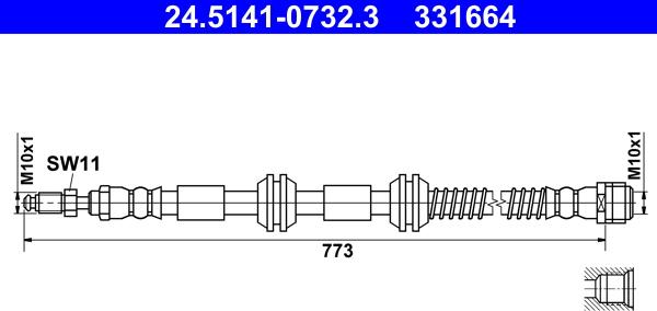 ATE 24.5141-0732.3 - Flessibile del freno autozon.pro