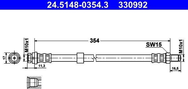 ATE 24.5148-0354.3 - Flessibile del freno autozon.pro