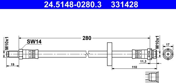 ATE 24.5148-0280.3 - Flessibile del freno autozon.pro