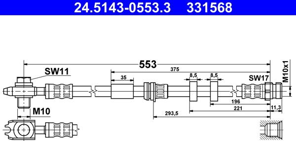 ATE 24.5143-0553.3 - Flessibile del freno autozon.pro