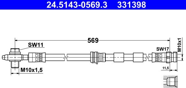 ATE 24.5143-0569.3 - Flessibile del freno autozon.pro