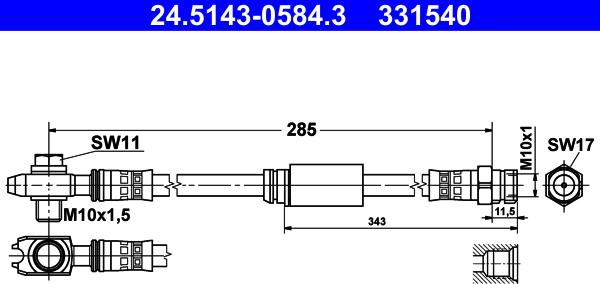 ATE 24.5143-0584.3 - Flessibile del freno autozon.pro