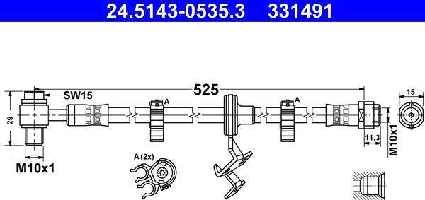 ATE 24.5143-0535.3 - Flessibile del freno autozon.pro