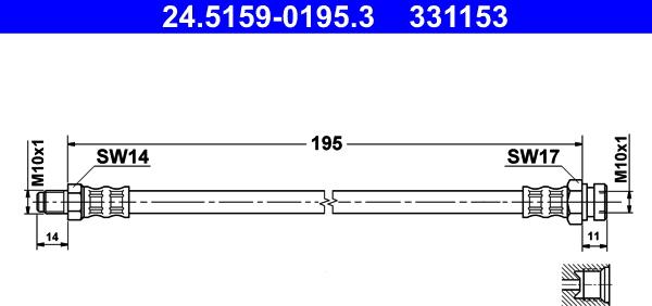 ATE 24.5159-0195.3 - Flessibile del freno autozon.pro