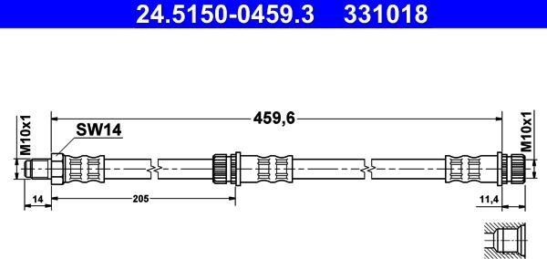 ATE 24.5150-0459.3 - Flessibile del freno autozon.pro