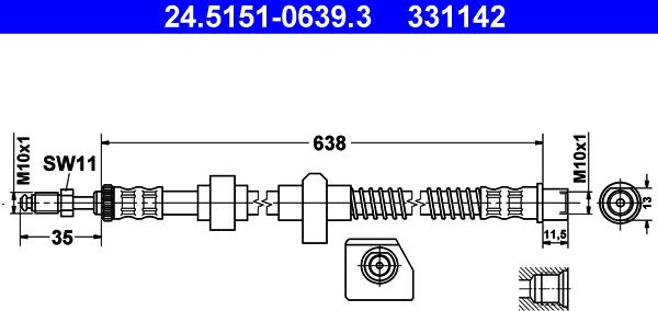 ATE 24.5151-0639.3 - Flessibile del freno autozon.pro