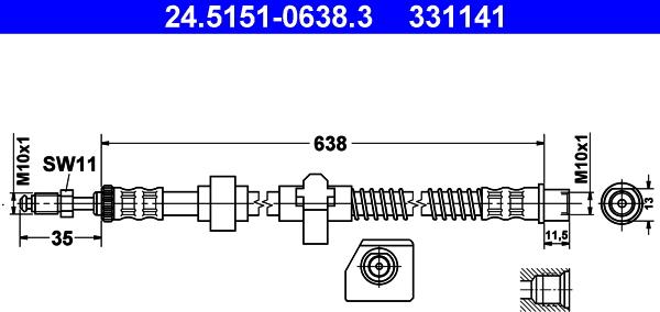 ATE 24.5151-0638.3 - Flessibile del freno autozon.pro