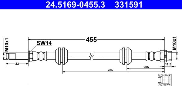 ATE 24.5169-0455.3 - Flessibile del freno autozon.pro