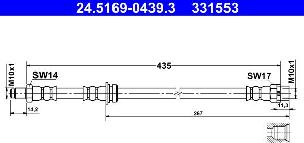 ATE 24.5169-0439.3 - Flessibile del freno autozon.pro