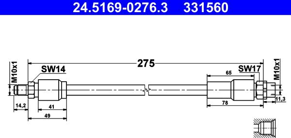 ATE 24.5169-0276.3 - Flessibile del freno autozon.pro