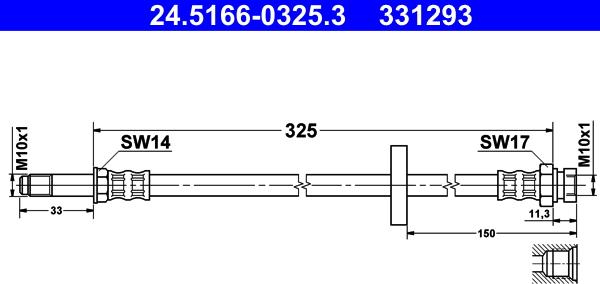 ATE 24.5166-0325.3 - Flessibile del freno autozon.pro