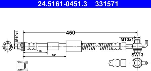 ATE 24.5161-0451.3 - Flessibile del freno autozon.pro