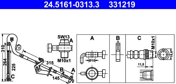 ATE 24.5161-0313.3 - Flessibile del freno autozon.pro