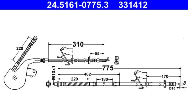 ATE 24.5161-0775.3 - Flessibile del freno autozon.pro