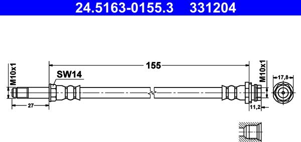 ATE 24.5163-0155.3 - Flessibile del freno autozon.pro