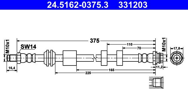 ATE 24.5162-0375.3 - Flessibile del freno autozon.pro