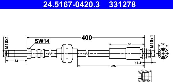 ATE 24.5167-0420.3 - Flessibile del freno autozon.pro