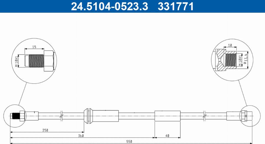 ATE 24.5104-0523.3 - Flessibile del freno autozon.pro