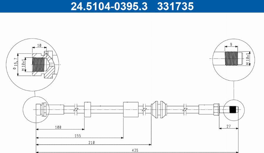 ATE 24.5104-0395.3 - Flessibile del freno autozon.pro