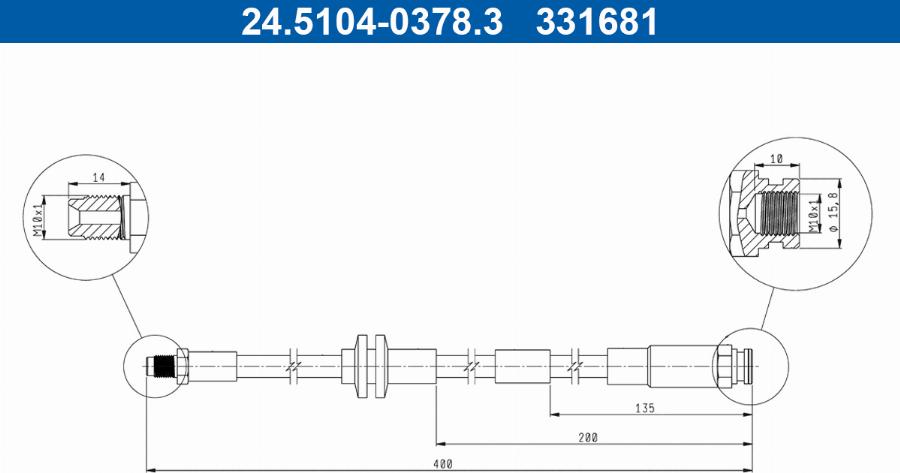 ATE 24.5104-0378.3 - Flessibile del freno autozon.pro