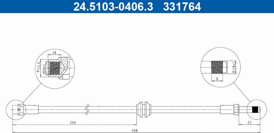 ATE 24.5103-0406.3 - Flessibile del freno autozon.pro