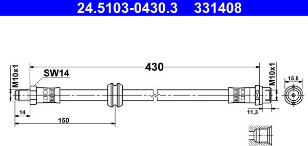 ATE 24.5103-0430.3 - Flessibile del freno autozon.pro