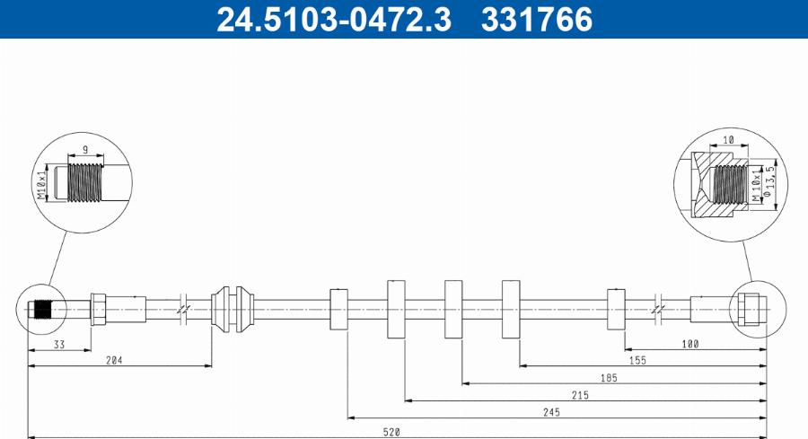 ATE 24.5103-0472.3 - Flessibile del freno autozon.pro