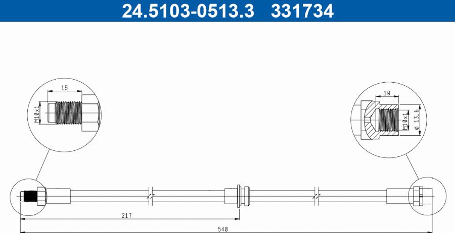 ATE 24.5103-0513.3 - Flessibile del freno autozon.pro