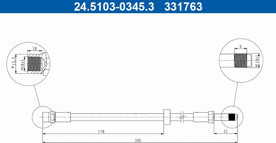 ATE 24.5103-0345.3 - Flessibile del freno autozon.pro