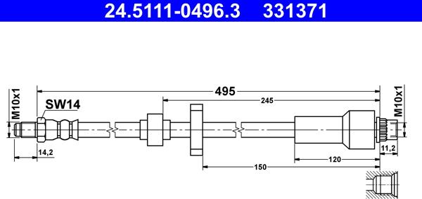 ATE 24.5111-0496.3 - Flessibile del freno autozon.pro