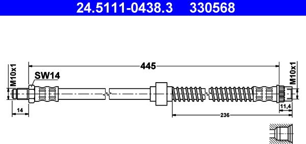 ATE 24.5111-0438.3 - Flessibile del freno autozon.pro