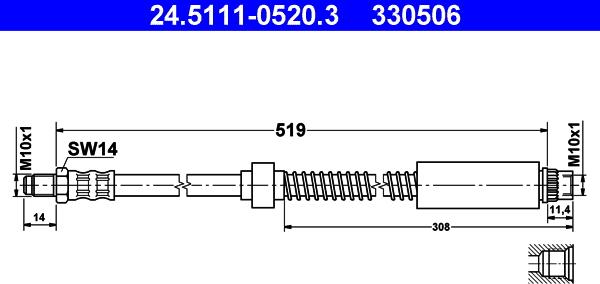 ATE 24.5111-0520.3 - Flessibile del freno autozon.pro