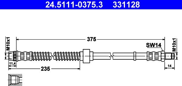 ATE 24.5111-0375.3 - Flessibile del freno autozon.pro