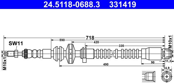 ATE 24.5118-0688.3 - Flessibile del freno autozon.pro