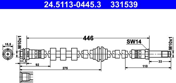 ATE 24.5113-0445.3 - Flessibile del freno autozon.pro