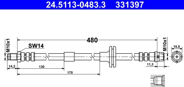 ATE 24.5113-0483.3 - Flessibile del freno autozon.pro