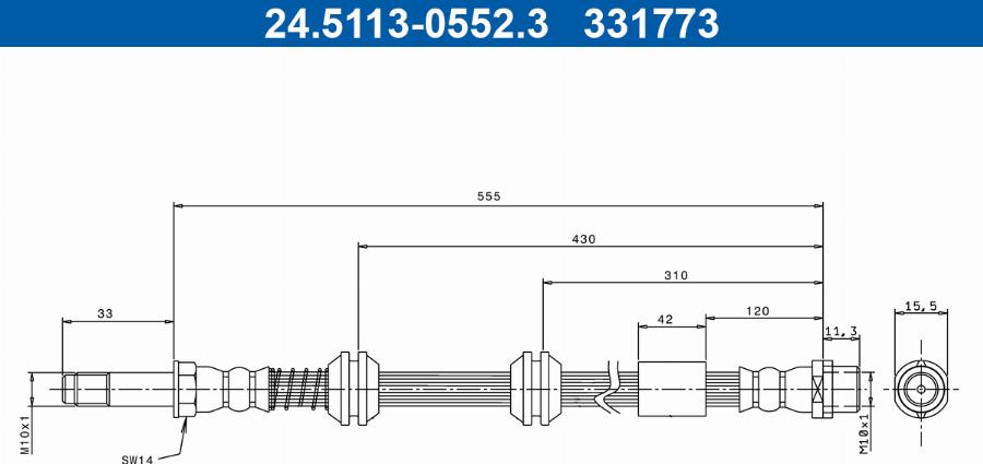 ATE 24.5113-0552.3 - Flessibile del freno autozon.pro